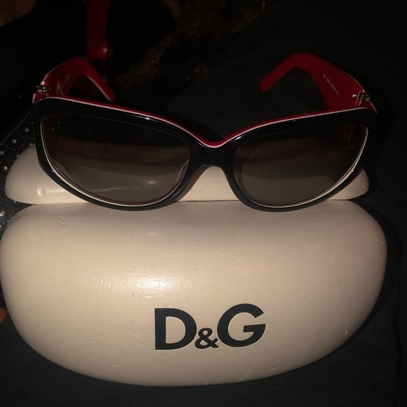 Dolce & Gabbana  black & red sheild sunglasses with crystal detail and case - Picture 7 of 11
